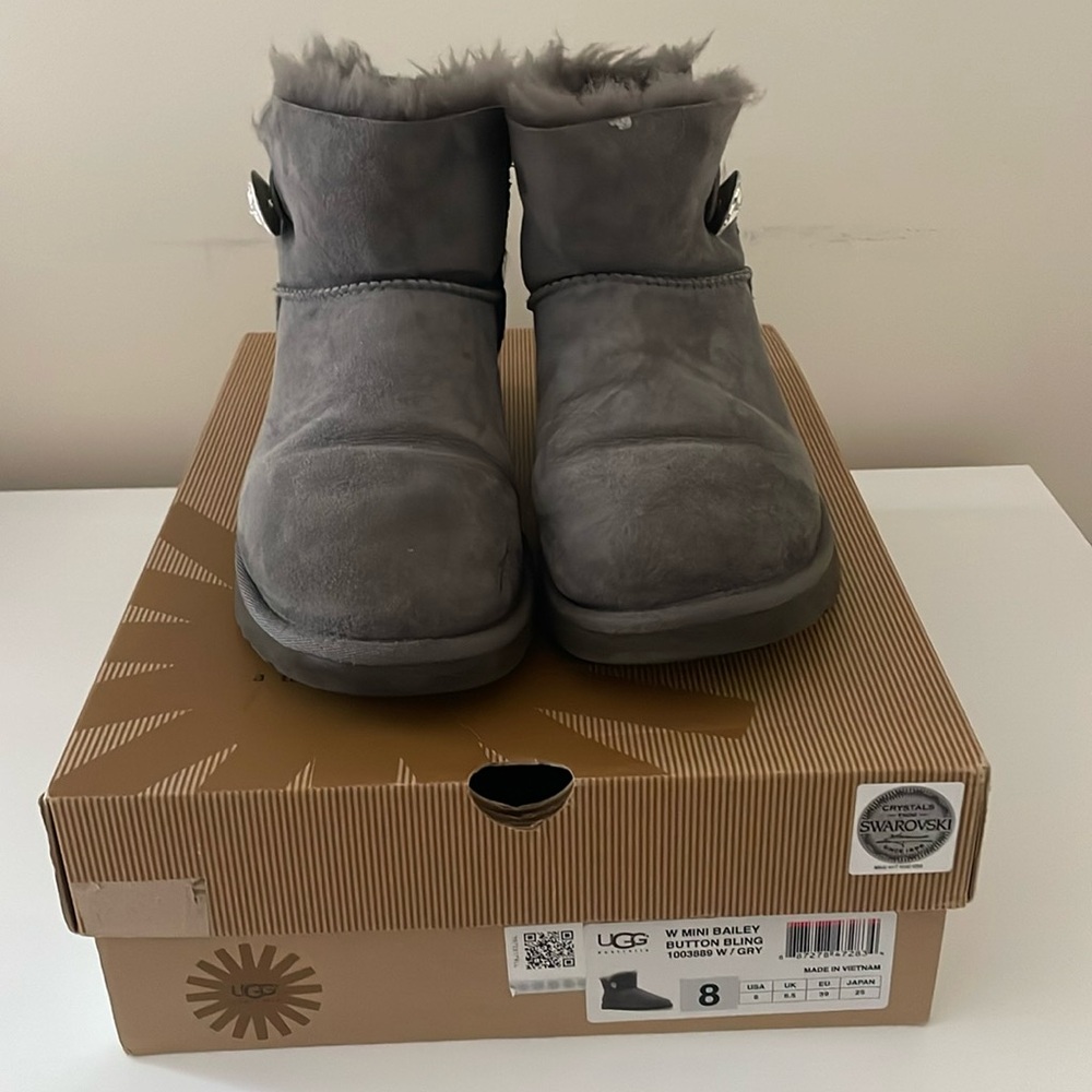 UGG gray mini bailey button boots